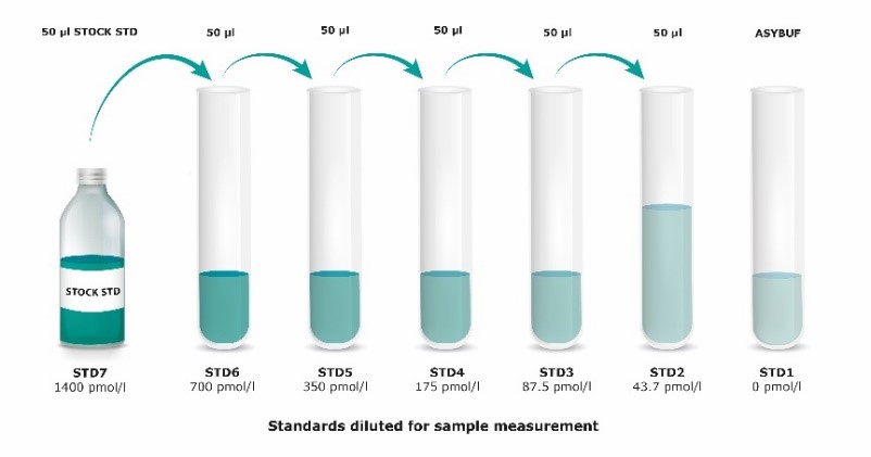 Mouse/Rat Angiopoietin-2 ELISA Standards diluted for sample measurement